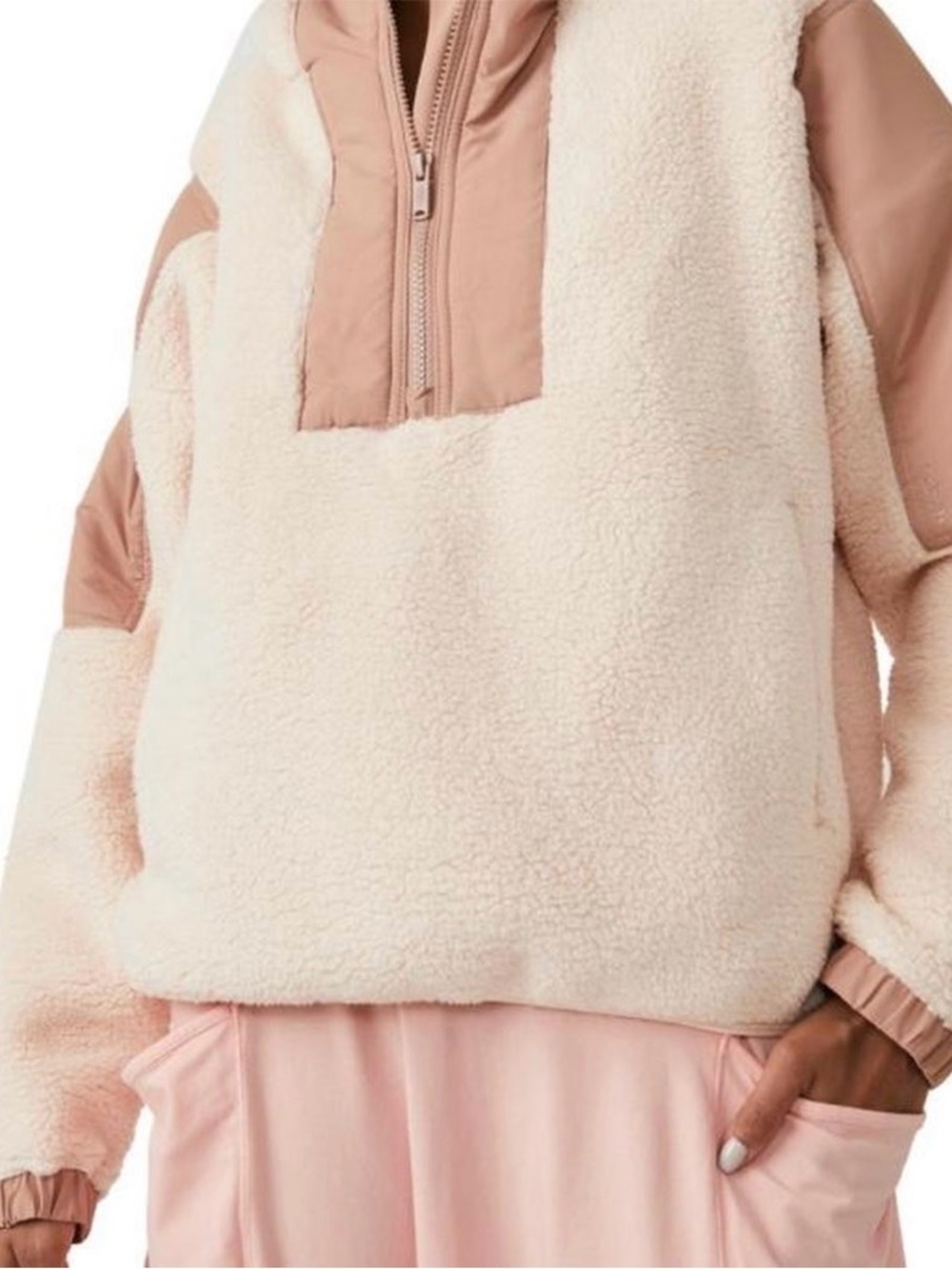 Free people, movement  S Plush Sherpa Hooded Pullover - Blush Pink